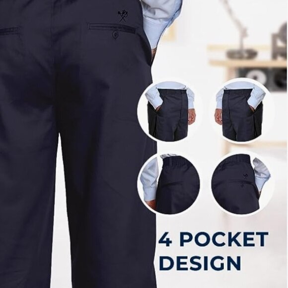 Elastic Waist Pants for Seniors - Adaptive Men's Pants for Elderly w/Zipper - Picture 3 of 6